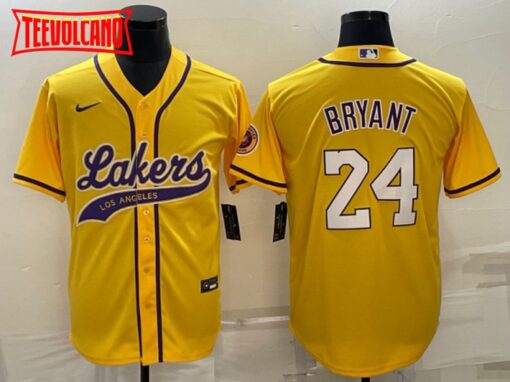 Los Angeles Lakers X Dodgers Kobe Bryant Yellow Baseball Jersey