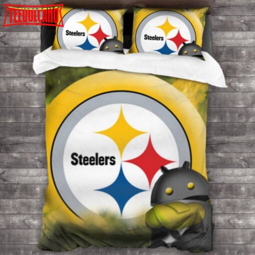 Machine Washable Pittsburgh Steelers Logo Bedding Set 3PCS Duvet Cover