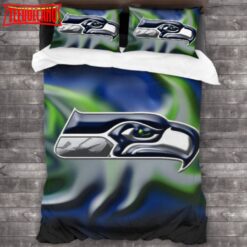 Machine Washable Seattle Seahawks Logo Bedding Set 3PCS Duvet Cover