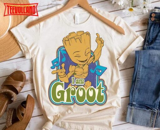 Marvel Guardians of the Galaxy I am Groot Vintage Music Graphic T Shirt