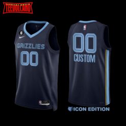 Memphis Grizzlies Custom 2022-23 Navy Icon Edition Jersey