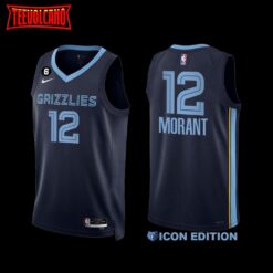 Memphis Grizzlies Ja Morant 2022-23 Navy Icon Edition Jersey