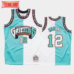 Memphis Grizzlies Ja Morant White Teal Split Throwback Jersey