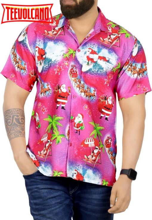 Men’s 3D Santa Claus Christmas Beach Camp Hawaiian Shirt