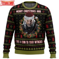 Merry Christmas and Toss a Coin The Witcher Ugly Christmas Sweater