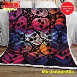 Mexican Sugar Skulls Halloween Sofa Fleece Throw Blanket  Halloween Gifts