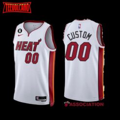Miami Heat Custom 2022-23 Association Edition Jersey White NO.6 Patch