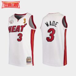 Miami Heat Dwyane Wade White 2013 Finals 25th Anniversary Jersey