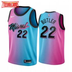Miami Heat Jimmy Butler 2021 City Blue Pink Jersey