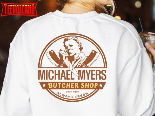 Michael Myers Butcher Shop T-Shirt, Retro Horror Movie Character Shirt Sublimation