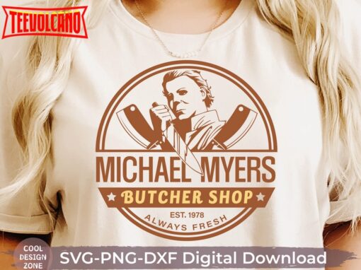 Michael Myers Butcher Shop T-Shirt, Retro Horror Movie Character Shirt Sublimation