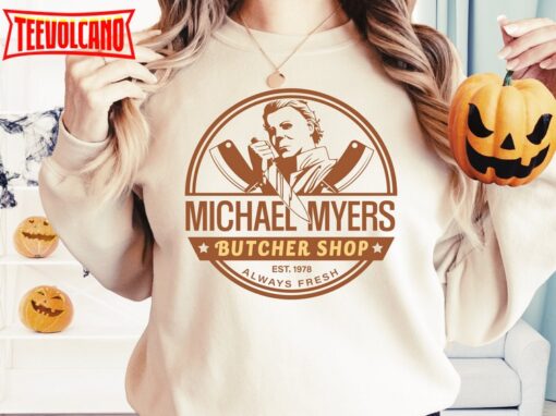 Michael Myers Butcher Shop T-Shirt, Retro Horror Movie Character Shirt Sublimation