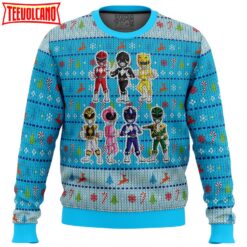 Mighty Morphin Chibis Power Rangers Ugly Christmas Sweater