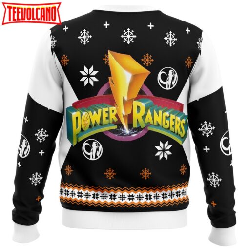 Mighty Morphin Power Rangers Black Ugly Christmas Sweater