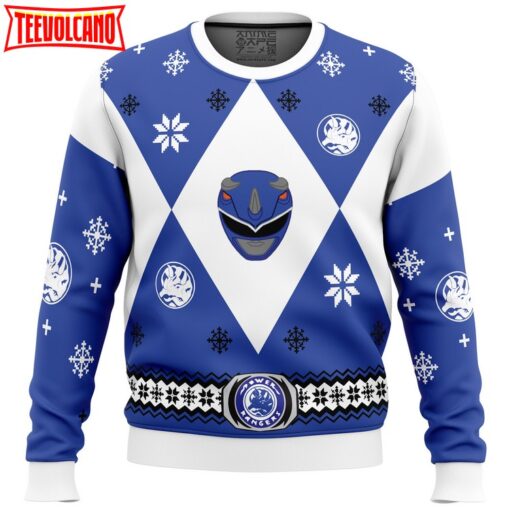 Mighty Morphin Power Rangers Blue Ugly Christmas Sweater