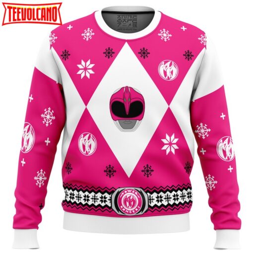 Mighty Morphin Power Rangers Pink Ugly Christmas Sweater