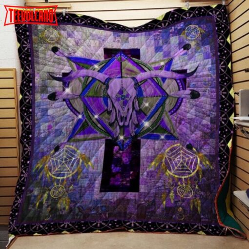 Native American Deep Purple Fabric 3D Customized Quilt Blanket