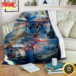 Navy The Sea Is Ours Fleece Throw Blanket