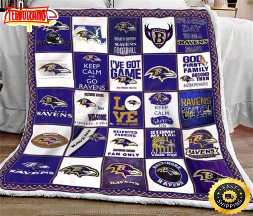 NFL Baltimore Ravens NFL Footballs Sherpa Fleece Blanket