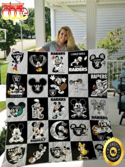 NFL Las Vegas Raiders Mickey Mouse Silver For Fan NFL Football Blanket Gift