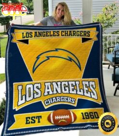 NFL Los Angeles Chargers Navy Blue Gold Est 1960 For Fan NFL Football Blanket Gift