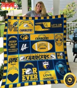 NFL Los Angeles Chargers Navy Blue Gold Quilt Blanket