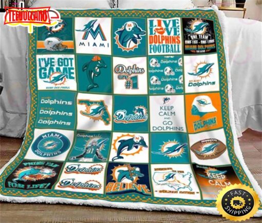 NFL Miami Dolphins NFL Football Sherpa Fleece Blanket