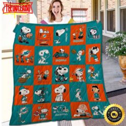 NFL Miami Dolphins Snoopy Aqua Orange For Fan NFL Football Blanket Gift