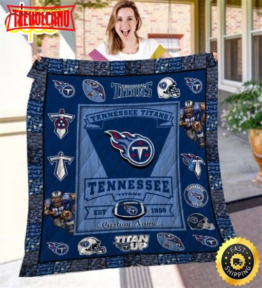 NFL Tennessee Titans Custom Name Navy Blue Est 1959 For Fan NFL Football Blanket Gift