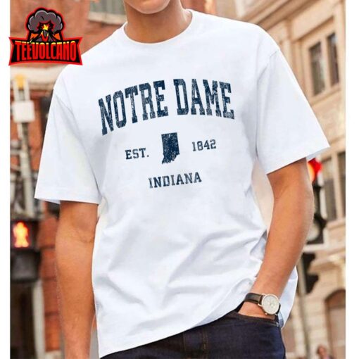 Notre Dame Indiana IN Vintage Athletic Navy Sports Design Tank Top