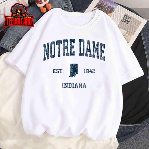 Notre Dame Indiana IN Vintage Athletic Navy Sports Design Tank Top