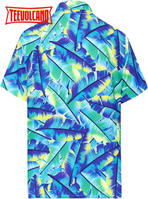 Ocean’s Delight Men’s Hawaiian Printed Shirt Beach Aloha Party Casual Vacation Blue