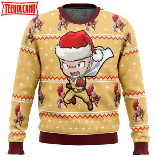 One Punch Chibi Saitama Ugly Christmas Sweater