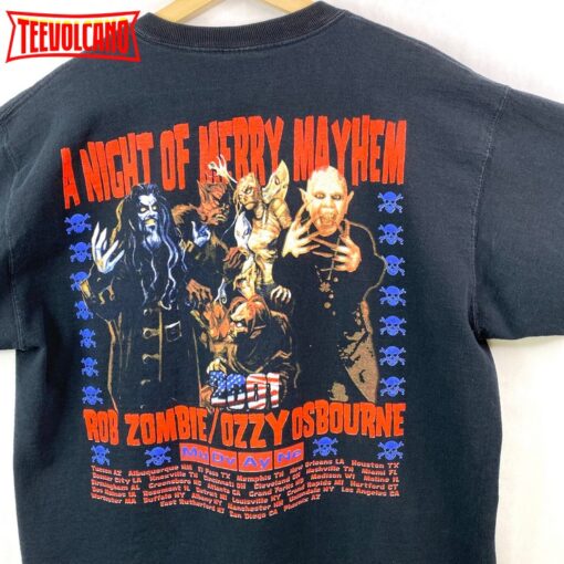 Ozzy Osbourne Rob Zombie Merry Mayhem 2001 Double Side Tour Shirt