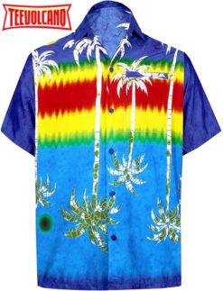 Palm tree Short Sleeves Button Down Hawaiian Shirts aloha Summer Shirt