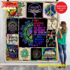 Peace Love Hippie Halloween Sofa Fleece Throw Blanket  Halloween Gifts