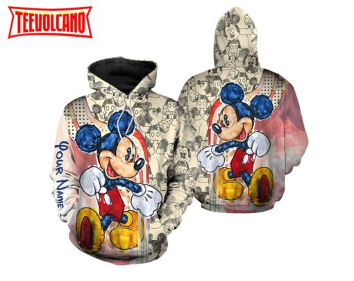 Personalisation Mickey Mouse Hoodie 3D, Disney Hoodie 3D Pullover Cute