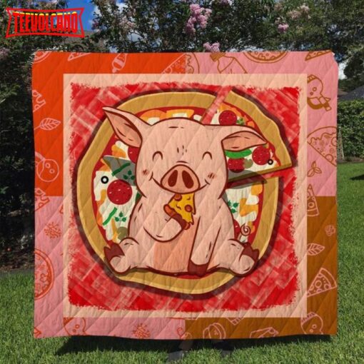 Pig Pizza Funny 3D Customized Quilt Blanket