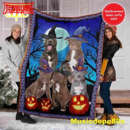 Pitbull And Pumpkin Halloween Sofa Fleece Throw Blanket  Halloween Gifts