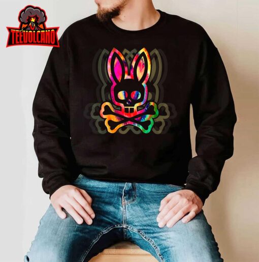 Psychedelic-A Bunny Tie Dye Skull And Crossbones T-Shirt