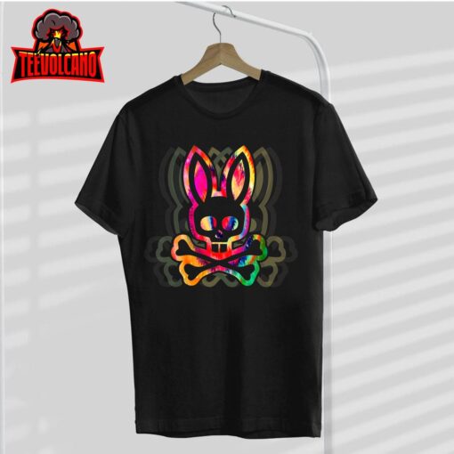 Psychedelic-A Bunny Tie Dye Skull And Crossbones T-Shirt