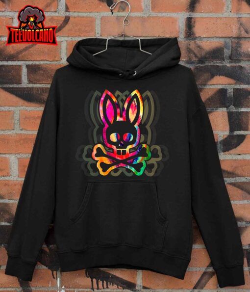 Psychedelic-A Bunny Tie Dye Skull And Crossbones T-Shirt