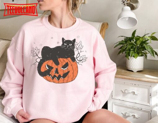 Pumpkin Cat Shirt Halloween Sweatshirt, Funny Halloween Shirt