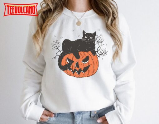 Pumpkin Cat Shirt Halloween Sweatshirt, Funny Halloween Shirt