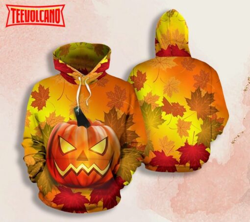 Pumpkin Maple Leaf Halloween Hoodie 3D