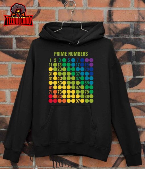 Rainbow Grid Of Prime Numbers School Teacher T-Shirt