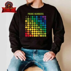 Rainbow Grid Of Prime Numbers School Teacher T-Shirt