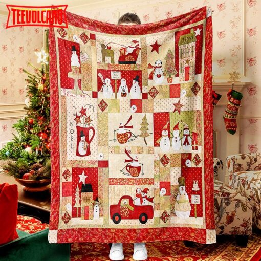 Red Christmas Design Snowman Christmas Blanket  Snowman Quilt