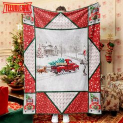 Red Truck And Dog Christmas Blanket