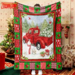 Red Truck Christmas Tree And Gift Christmas Blanket